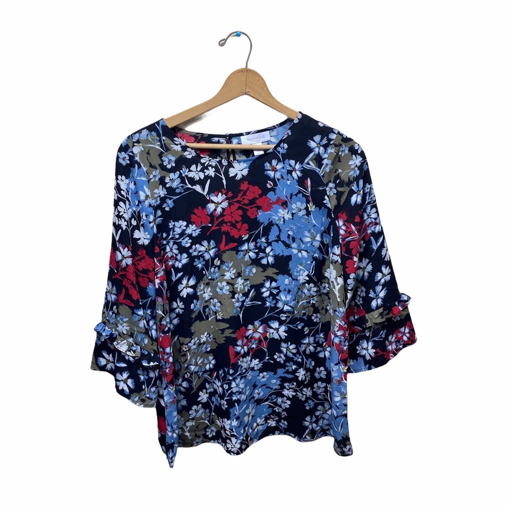 Motherhood Maternity 3/4 Sleeve Floral Print Top